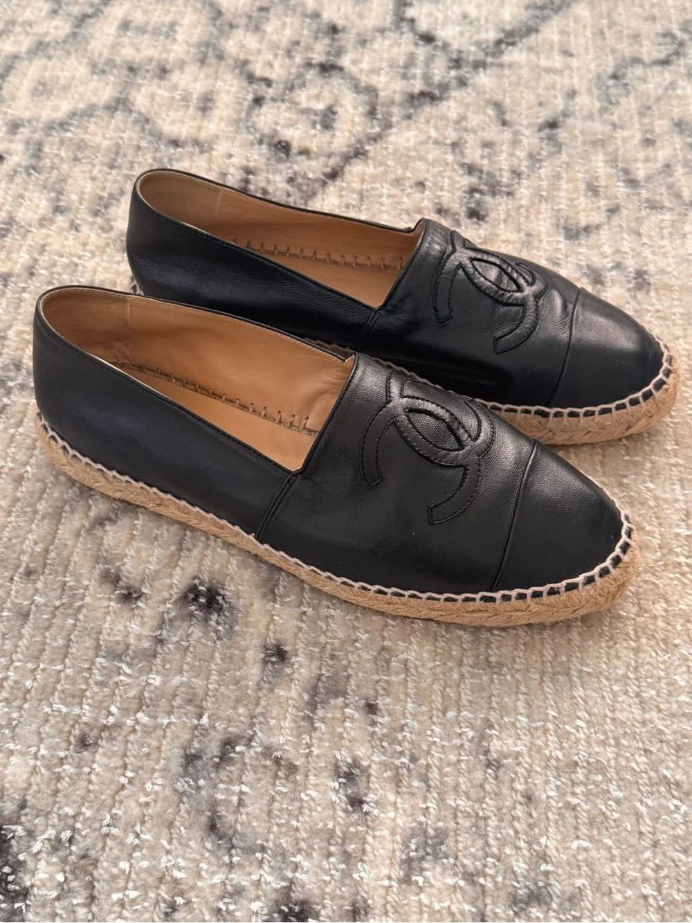 Chanel Black Lambskin Espadrilles